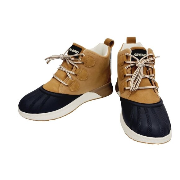 Rihero Women's Waterproof Snow Lace-Up Duck Boots Size 10 Tan & Black New - Picture 7 of 14